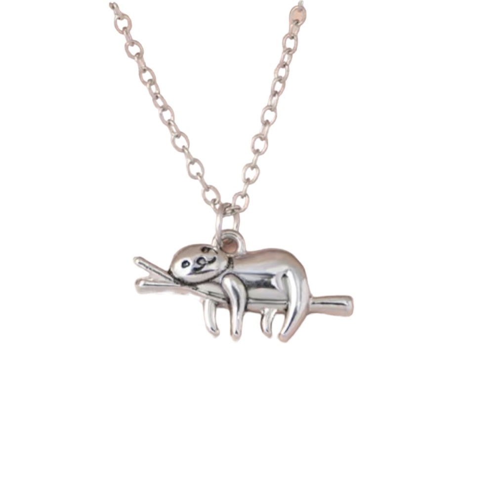Silver Sloth Charm Necklace
